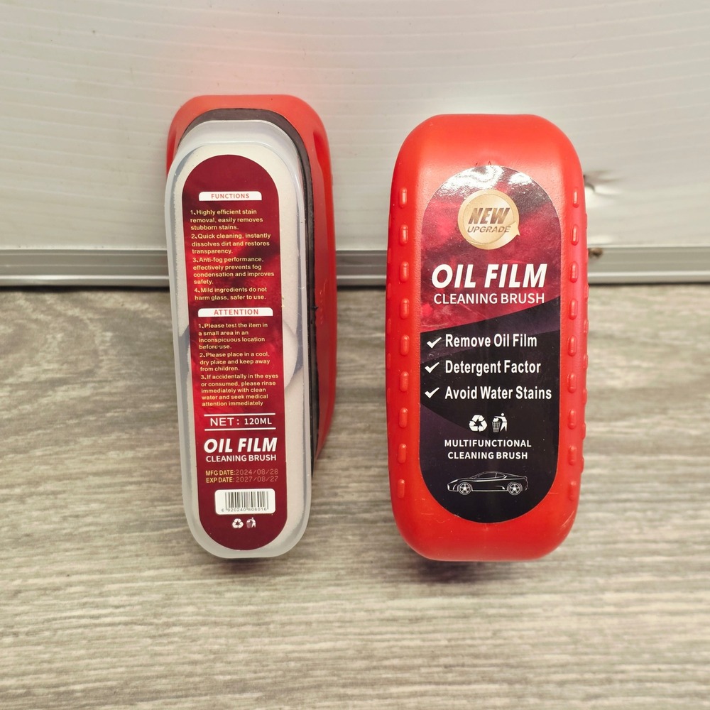 VisTapex 2PCS Oil Film Cleaning Brush Car Glass Windshield Anti-Fog 120ml Red